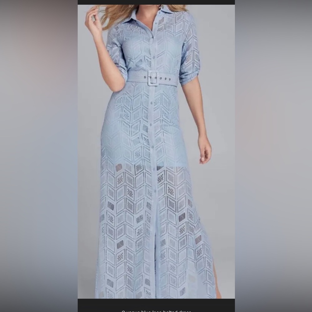 Venus Lace Chevron Overlay light Blue dress size 4